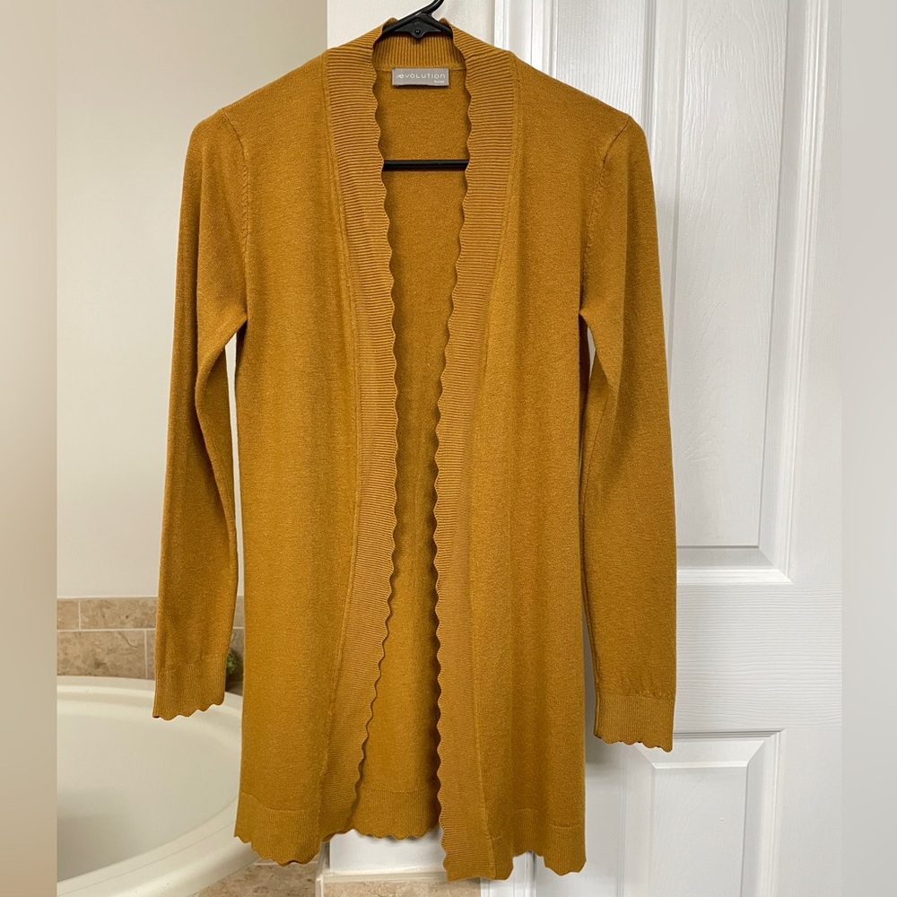 Evolution by Cyrus: XSP Mustard Yellow Open Sweater - Super Soft Material